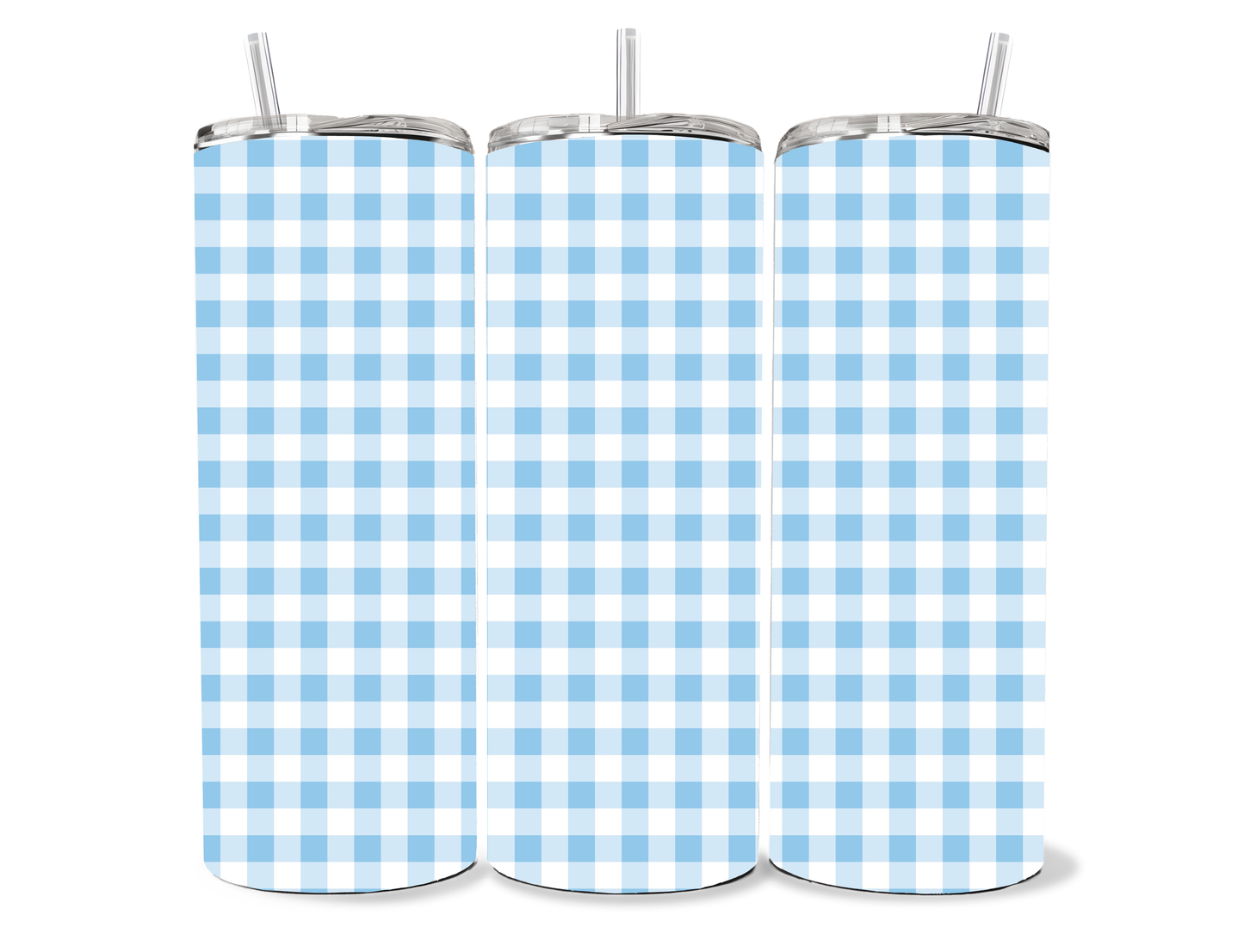 Pastel Blue Gingham, 20oz stainless steel Tumbler
