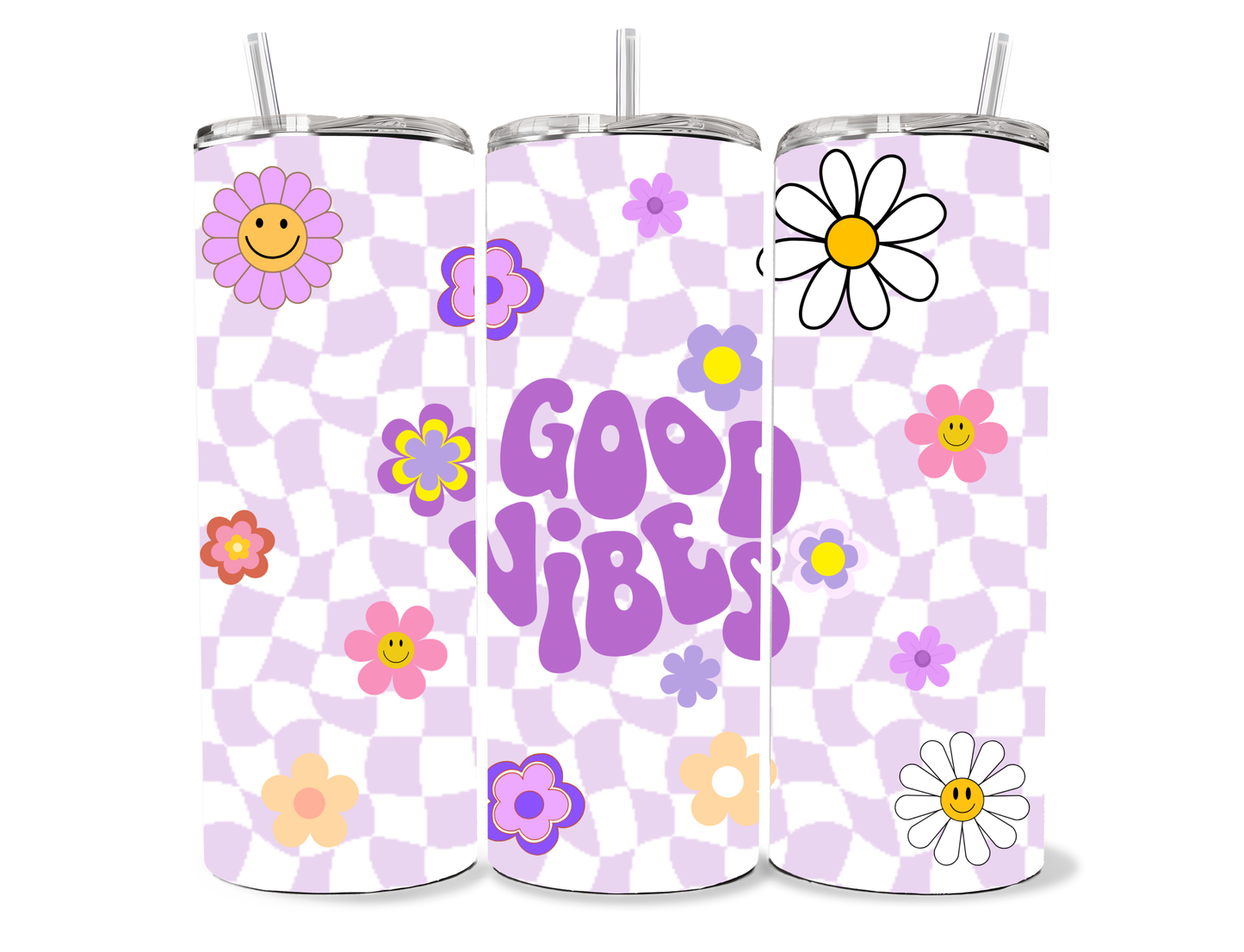 Good Vibes – Retro Floral, 20oz stainless steel Tumbler