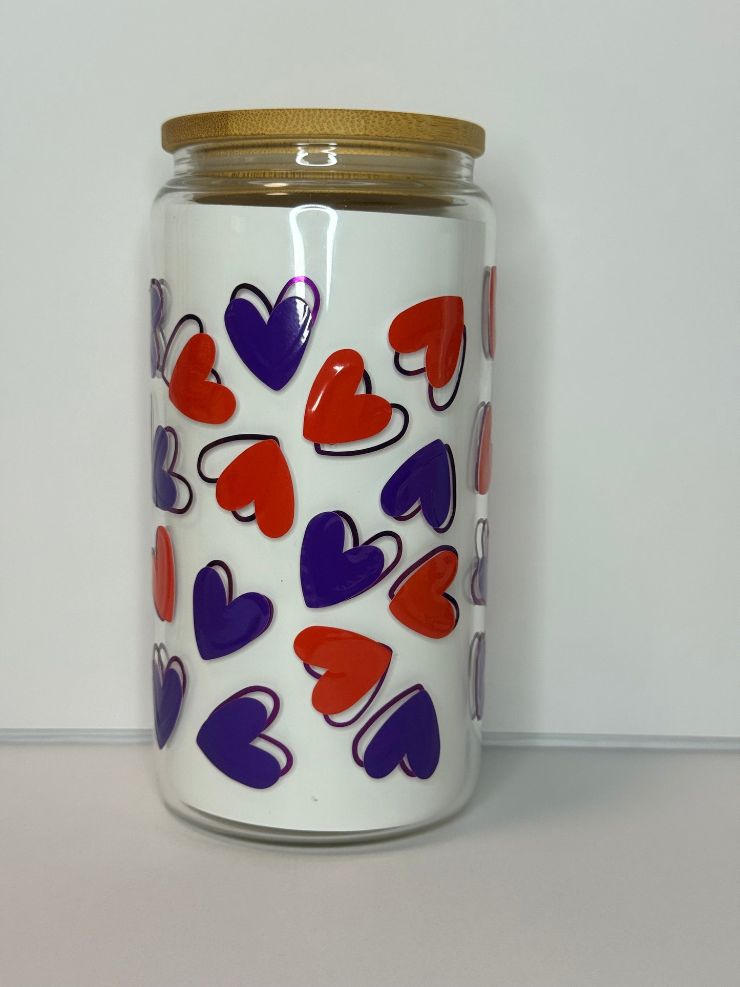 Bold Hearts 16oz Glass Can Cup