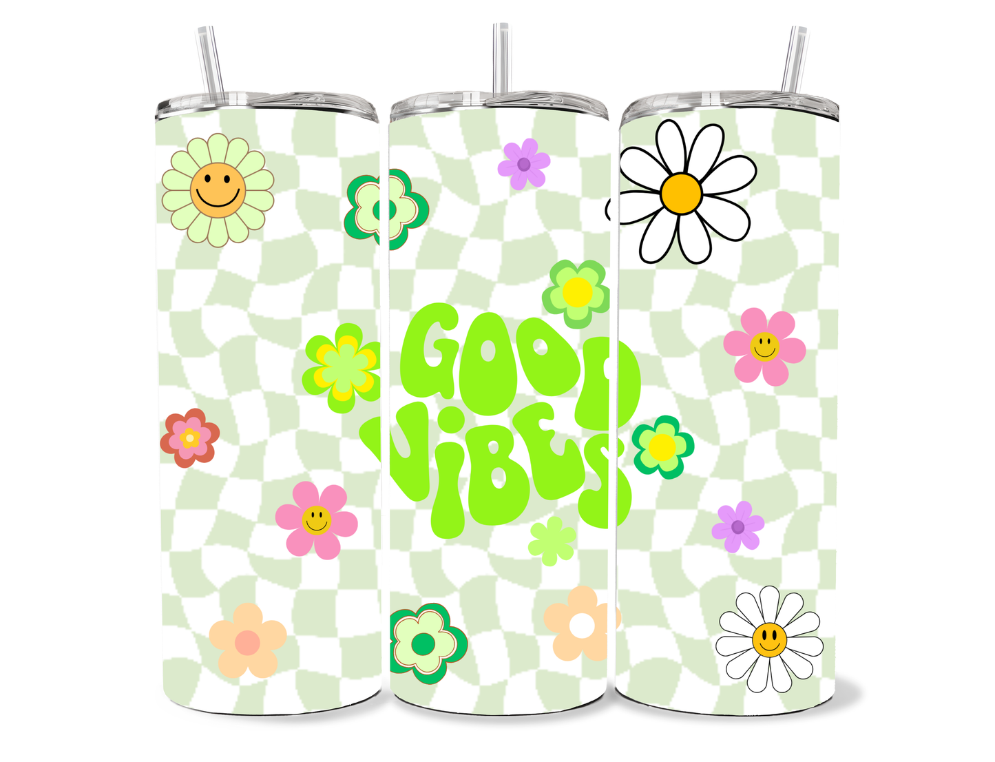 Good Vibes – Retro Floral, 20oz stainless steel Tumbler