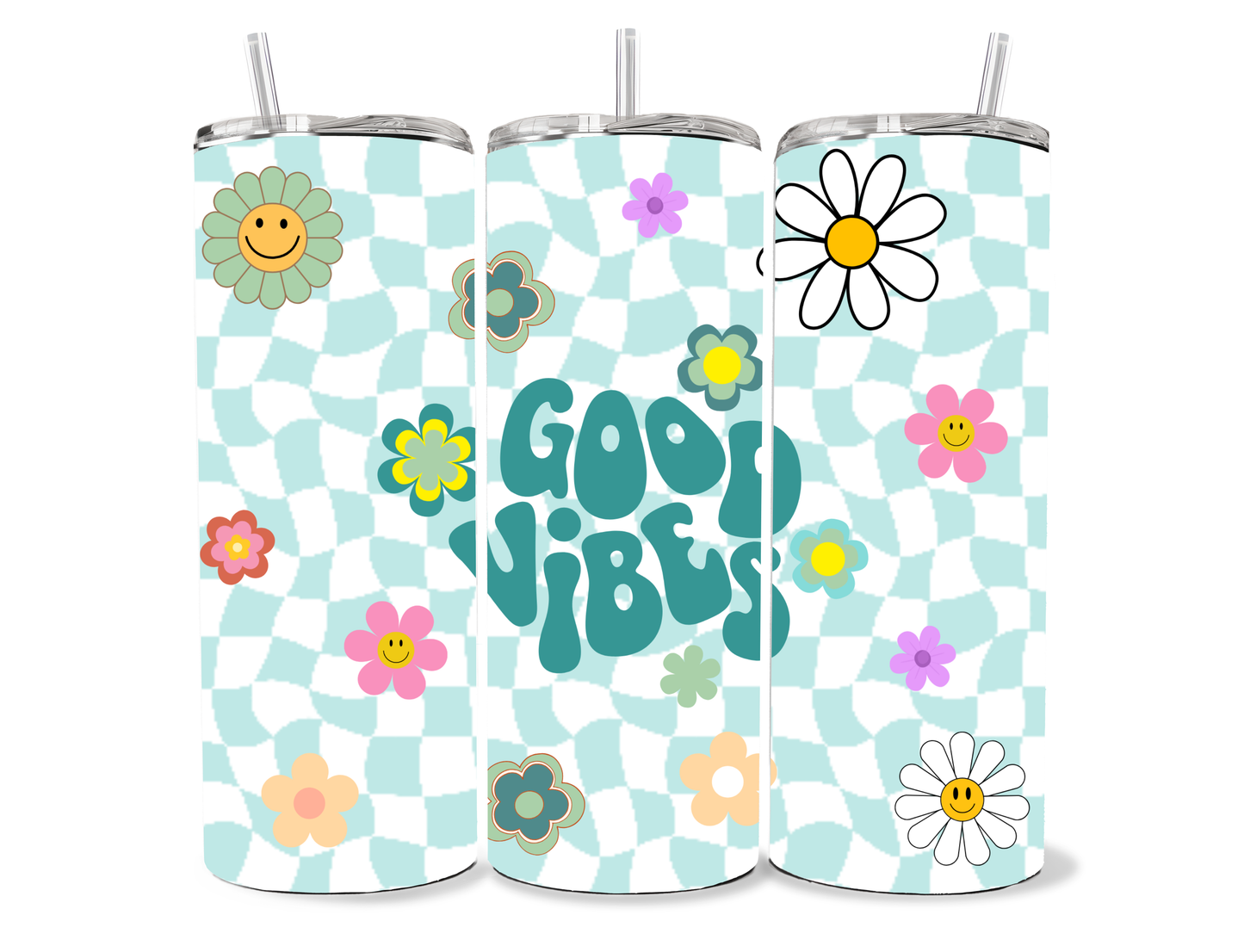 Good Vibes – Retro Floral, 20oz stainless steel Tumbler