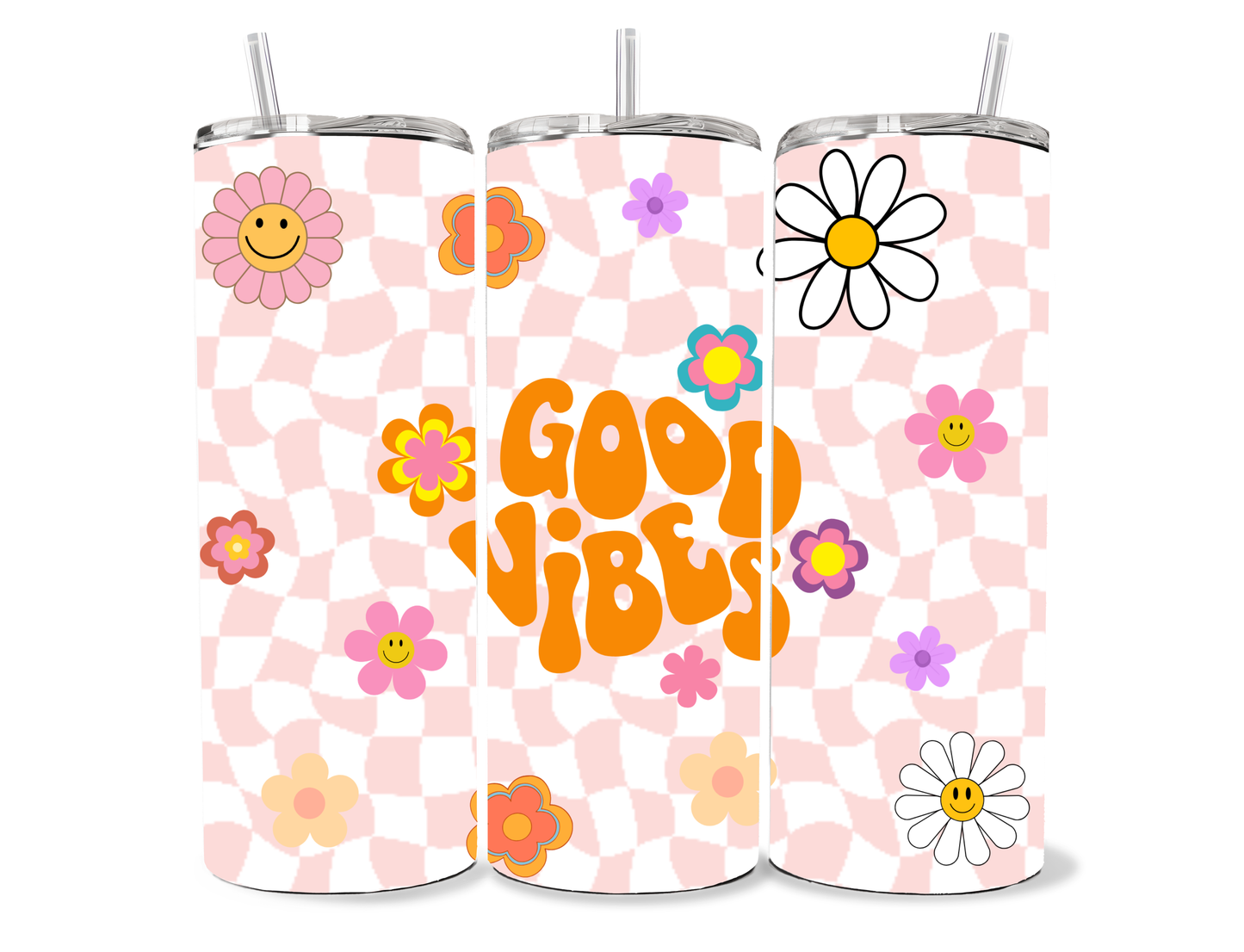 Good Vibes – Retro Floral, 20oz stainless steel Tumbler