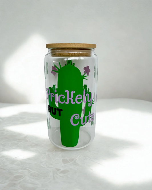 Prickly but Cute, 16oz Glass can Cup.