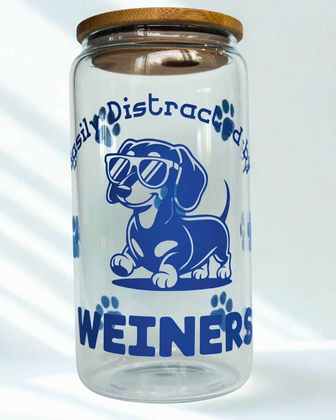 Easily Distracted by Weiners – 16oz Glass Can Cup