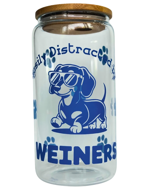 Easily Distracted by Weiners – 16oz Glass Can Cup