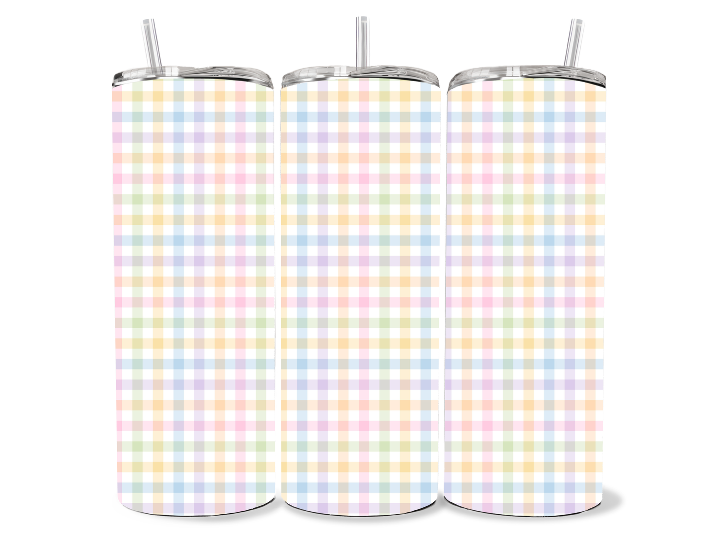 Multi Coloured Pastel Gingham, 20oz stainless steel Tumbler