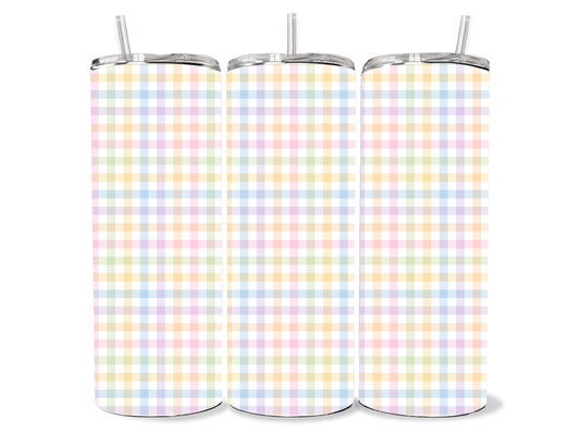 Multi Coloured Pastel Gingham, 20oz stainless steel Tumbler