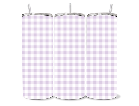 Pastel purple Gingham, 20oz stainless steel Tumbler