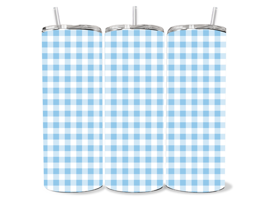 Pastel Blue Gingham, 20oz stainless steel Tumbler