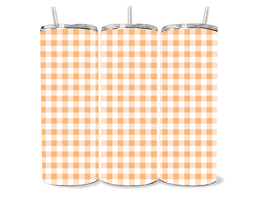Pastel Orange Gingham, 20oz stainless steel Tumbler