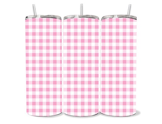 Pastel Pink Gingham, 20oz stainless steel Tumbler