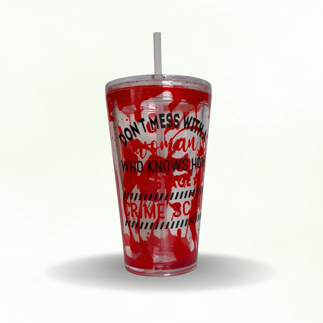 Caution, Murder Scene,  16 oz Lava-Style Snow Globe Tumbler