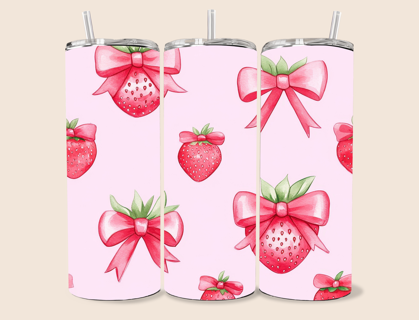 Strawberry Bows, 20oz stainless steel Tumbler